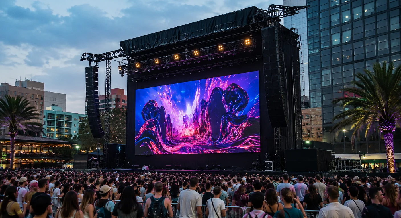 Rental Led 1 Etkinlik sahnesinde kurulu rental LED ekran sistemi