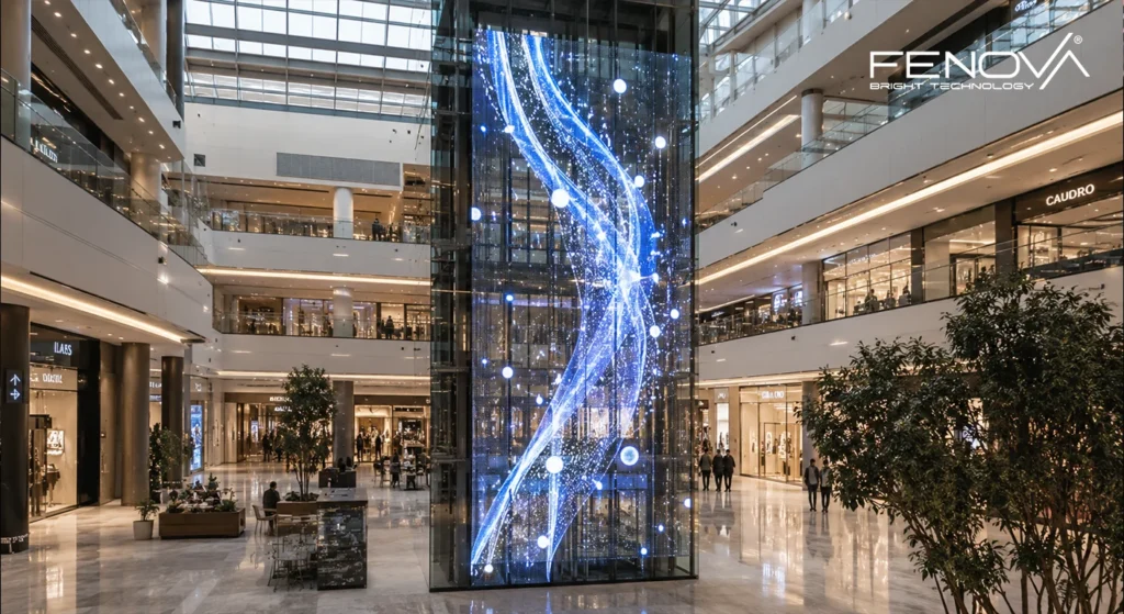 Cam yüzeyde transparan şeffaf LED ekran
